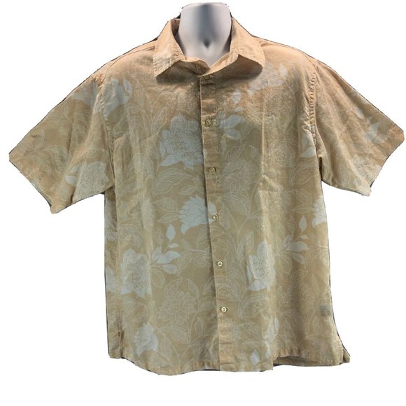Club Room Charter Club Mens XL Short Sleeve Shirt Linen Cotton Hawaiian Vacation - Picture 1 of 12